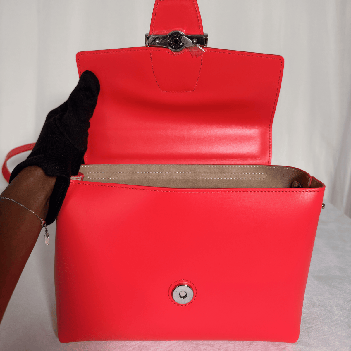 LONGCHAMP - ROSEAU BOX S - CUIR LISSE COQUELICOT
