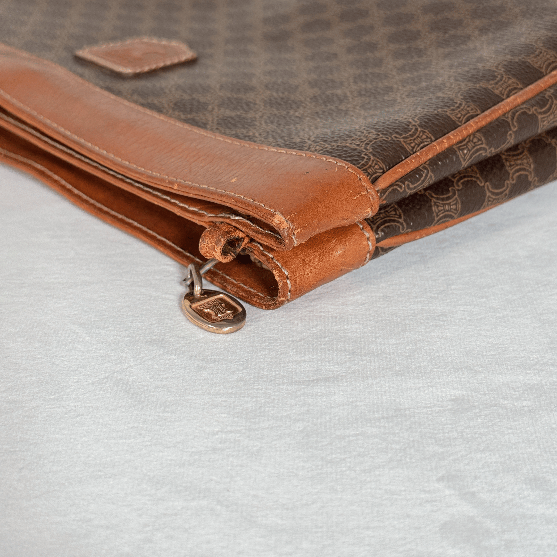CELINE - POCHETTE VINTAGE MACADAM - TOILE ENDUITE MARRON