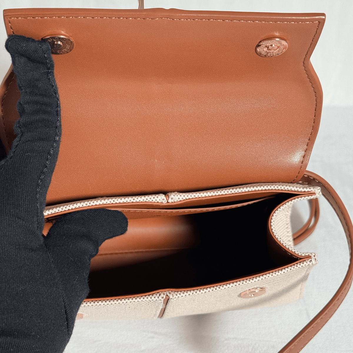 JW PEI - ELIS MINI - TOILE CANVAS ET CUIR VEGAN COGNAC