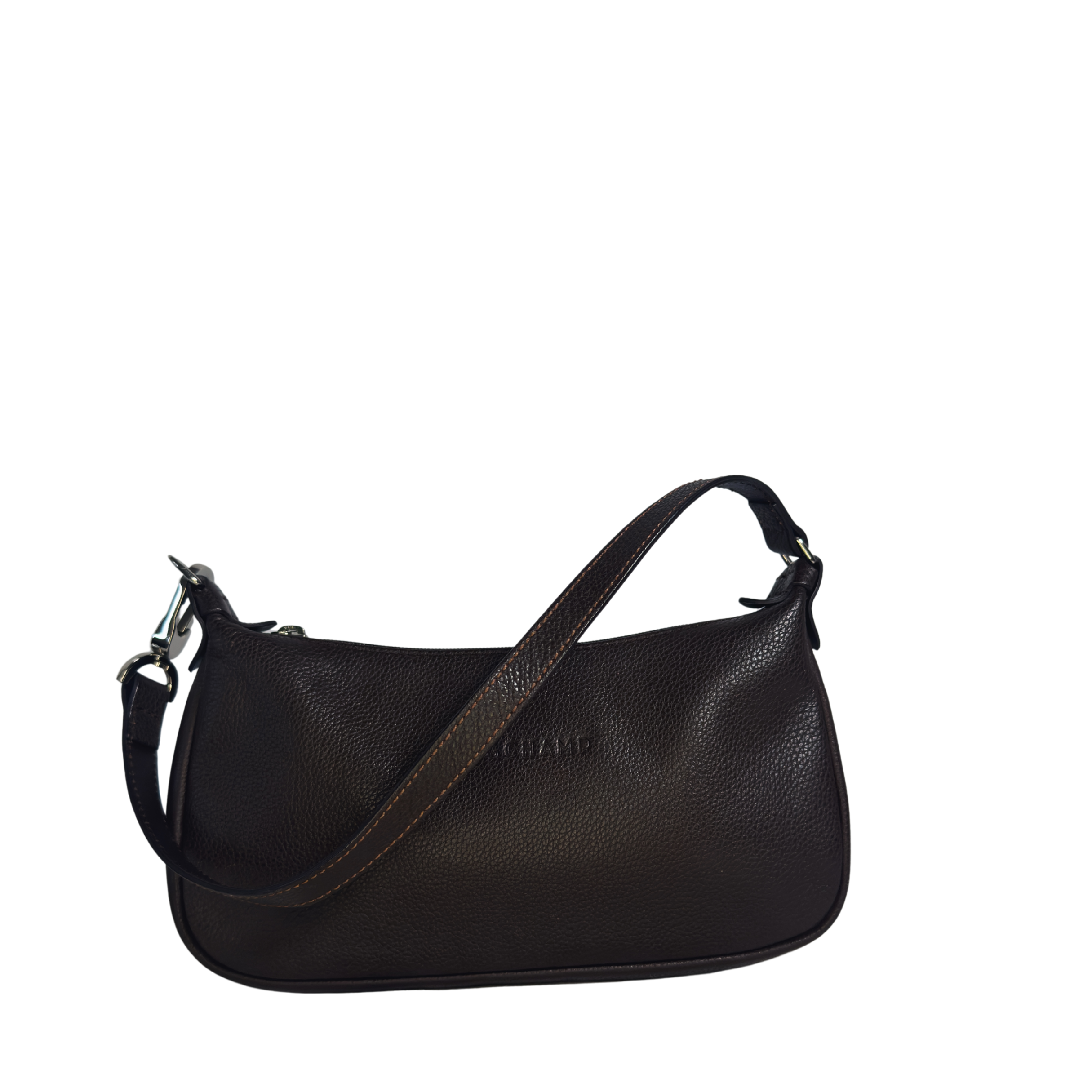 Sac à épaule Longchamp en cuir grainé chocolat