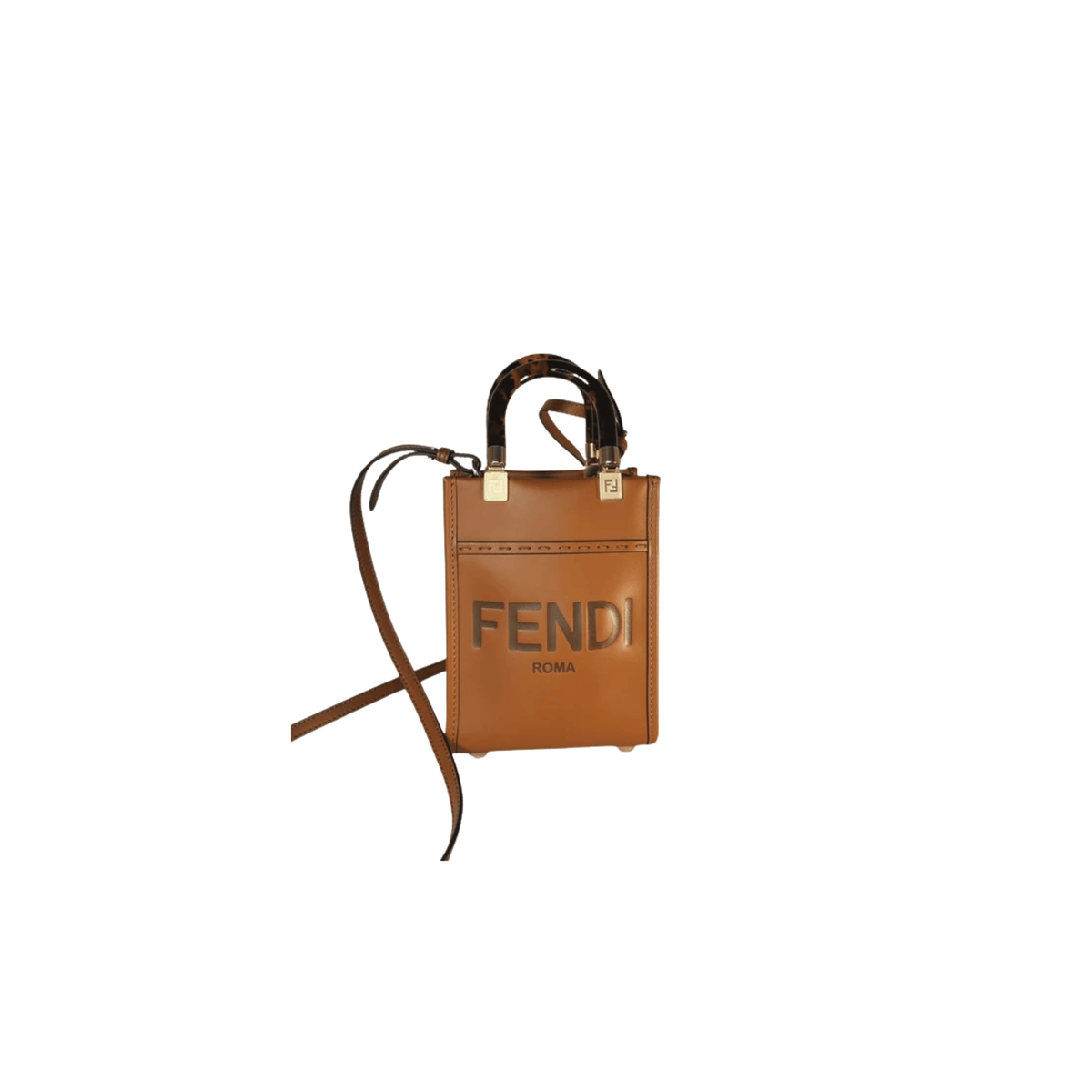 SAC FENDI SUNSHINE MINI SHOPPER EN CUIR CAMEL