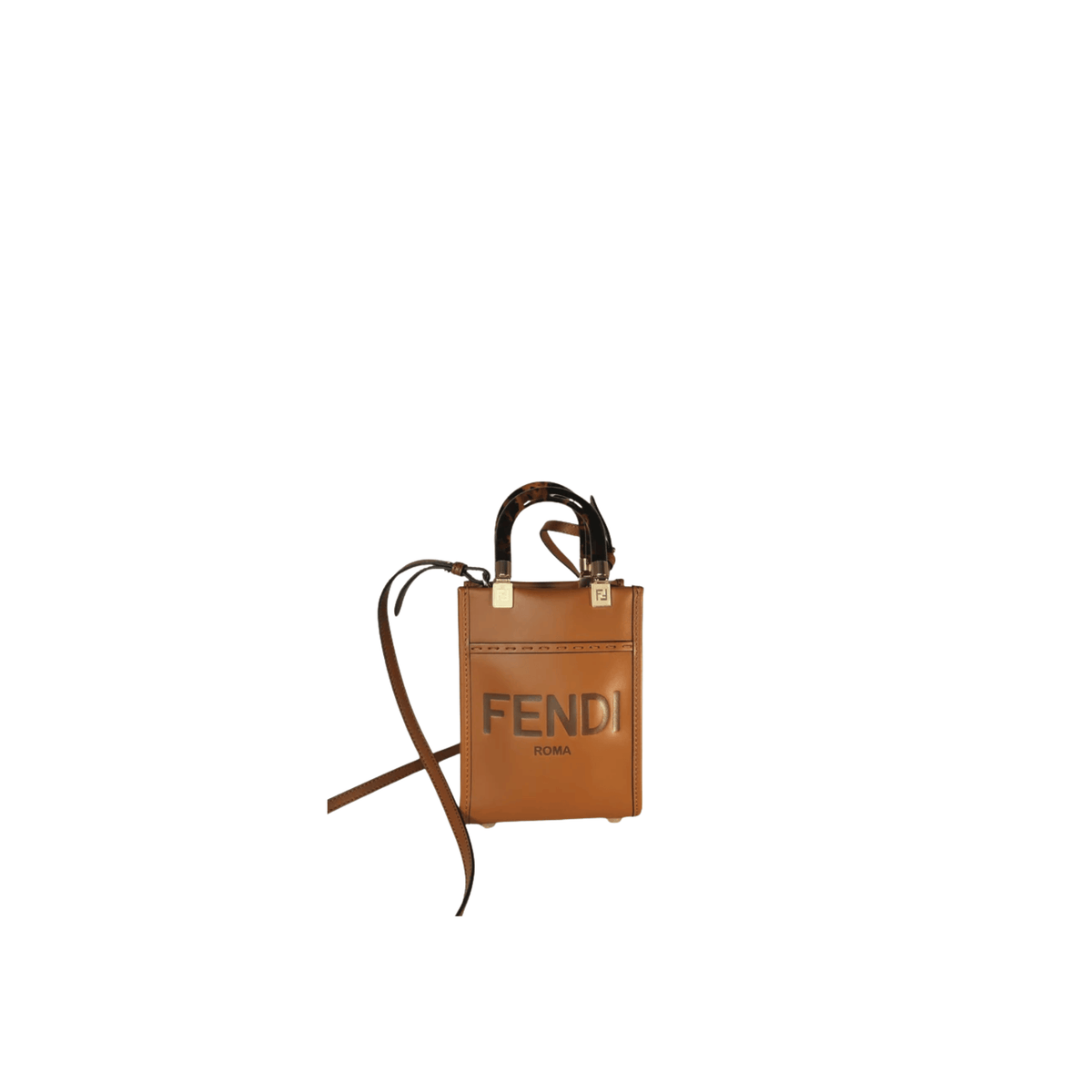 SAC FENDI SUNSHINE MINI SHOPPER EN CUIR CAMEL