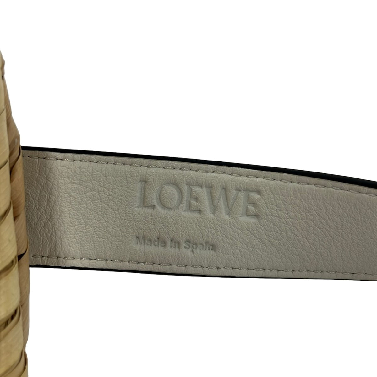 LOEWE - PANIER BASKET BAG MEDIUM - RAPHIA NATUREL CUIR BLANC