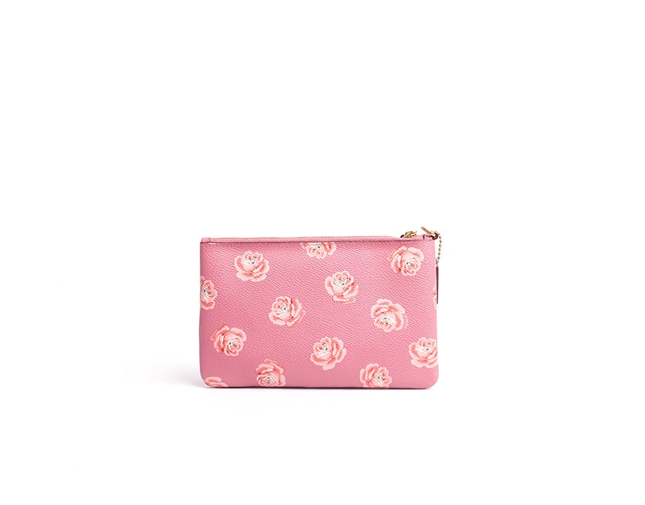 Pochette fleurie cuir